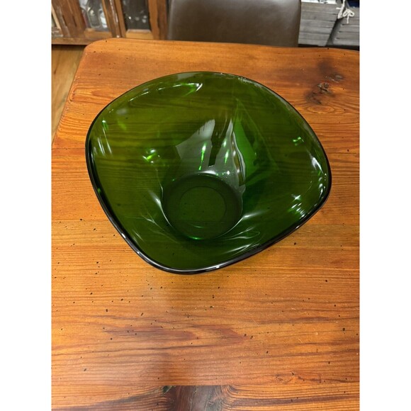 Vintage Vereco France ~Emerald Green Glass Serving/Salad Bowl ~Tempered Glass - Picture 3 of 10